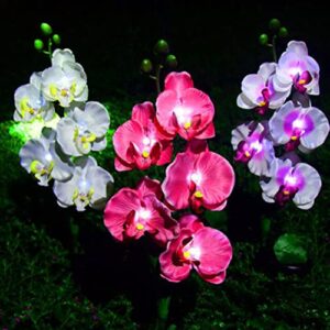 Aolyty Solar Garden Lights Outdoor, IP65 Waterproof Solar Stake Lights Butterfly Orchid Flowers Lights for Lawn Patio Backyard Landscape Party Decorative (Purple, 2 Pack)