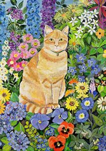 toland home garden 119604 flower cat cat flag 12×18 inch double sided cat garden flag for outdoor house flower flag yard decoration