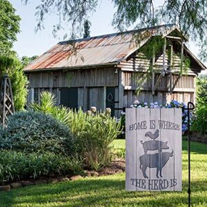 Meltelot Home Is Where Welcome To Farm Garden Flag, Farm Animals Cattle Pig and Cock Holiday Garden Flags for Outdoor Yard Porch, Decor for Out Side Vertical Double Side 12x 18 Inches