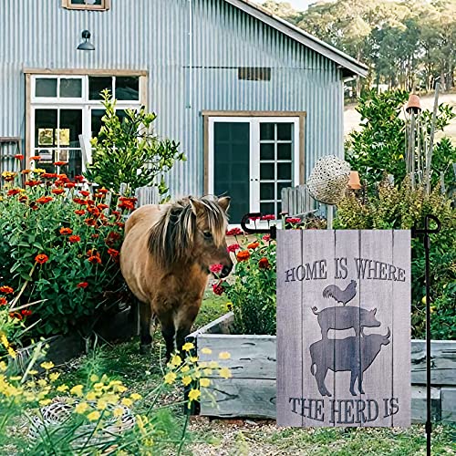 Meltelot Home Is Where Welcome To Farm Garden Flag, Farm Animals Cattle Pig and Cock Holiday Garden Flags for Outdoor Yard Porch, Decor for Out Side Vertical Double Side 12x 18 Inches