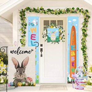 Decorative Welcome Rabbit Easter Garden Flag 12 X 18 Double Sided Spring Bunny Tulip Egg Easter Yard Flags Garden Yard Decorations for Outside