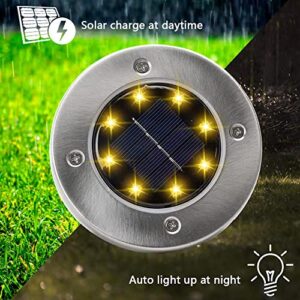 Solar Lights Outdoor Waterproof, 12 Pack Solar Ground Lights, Solar Garden Lights, Bright Solar Disk Landscape Lights for Lawn Patio Deck Pathway Yard Walkway(Warm Light)