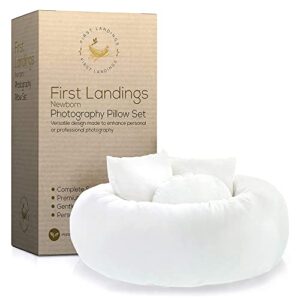 first landings newborn posing pillows – photography props for baby boy or girl photoshoots – donut pillow and 3 posing pillows