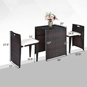 Acquire 3PCS Outdoor Patio Rattan Furniture Set Space Saving Garden Deck W/Cushion Weather-Resistant Rattan is Suitable for Outdoor