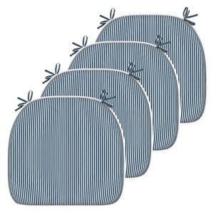 lvtxiii outdoor seat cushions patio chair pads with ties, water-repellent chair cushions for home office and patio garden furniture decoration d16”xw17”, stripe navy, set of 4