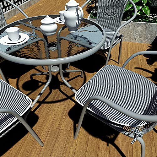 LVTXIII Outdoor Seat Cushions Patio Chair Pads with Ties, Water-Repellent Chair Cushions for Home Office and Patio Garden Furniture Decoration D16”xW17”, Stripe Navy, Set of 4