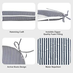 LVTXIII Outdoor Seat Cushions Patio Chair Pads with Ties, Water-Repellent Chair Cushions for Home Office and Patio Garden Furniture Decoration D16”xW17”, Stripe Navy, Set of 4