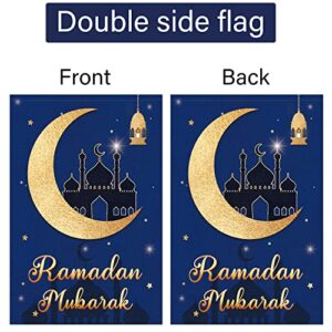 Louise Maelys Ramadan Eid Mubarak Garden Flag 12x18 Vertical Double Sided Welcome Ramadan Kareem Muslim Mosque Lantern Moon House Flags Banner Islamic Festival Celebration Yard Sign Ramadan Party Outdoor Decoration (ONLY FLAG)