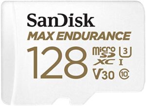 sandisk 128gb max endurance microsdxc card with adapter for home security cameras and dash cams – c10, u3, v30, 4k uhd, micro sd card – sdsqqvr-128g-gn6ia