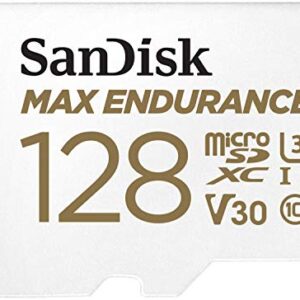 SanDisk 128GB MAX Endurance microSDXC Card with Adapter for Home Security Cameras and Dash cams - C10, U3, V30, 4K UHD, Micro SD Card - SDSQQVR-128G-GN6IA