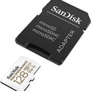 SanDisk 128GB MAX Endurance microSDXC Card with Adapter for Home Security Cameras and Dash cams - C10, U3, V30, 4K UHD, Micro SD Card - SDSQQVR-128G-GN6IA