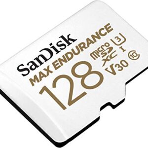 SanDisk 128GB MAX Endurance microSDXC Card with Adapter for Home Security Cameras and Dash cams - C10, U3, V30, 4K UHD, Micro SD Card - SDSQQVR-128G-GN6IA