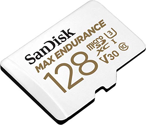 SanDisk 128GB MAX Endurance microSDXC Card with Adapter for Home Security Cameras and Dash cams - C10, U3, V30, 4K UHD, Micro SD Card - SDSQQVR-128G-GN6IA