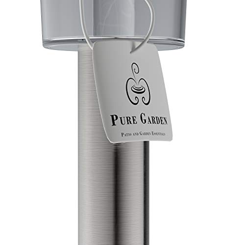 Pure Garden 50-LG1067 Path Lights-12.2” Stainless Steel Outdoor Stake Garden, Landscape, Patio, Driveway, Walkway 12.2" Solar Pathway Lights-Set of 12, Silver