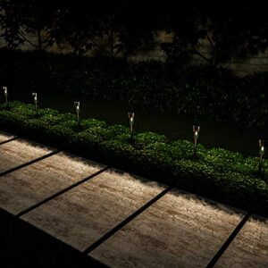 Pure Garden 50-LG1067 Path Lights-12.2” Stainless Steel Outdoor Stake Garden, Landscape, Patio, Driveway, Walkway 12.2" Solar Pathway Lights-Set of 12, Silver