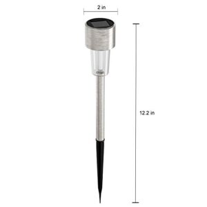 Pure Garden 50-LG1067 Path Lights-12.2” Stainless Steel Outdoor Stake Garden, Landscape, Patio, Driveway, Walkway 12.2" Solar Pathway Lights-Set of 12, Silver