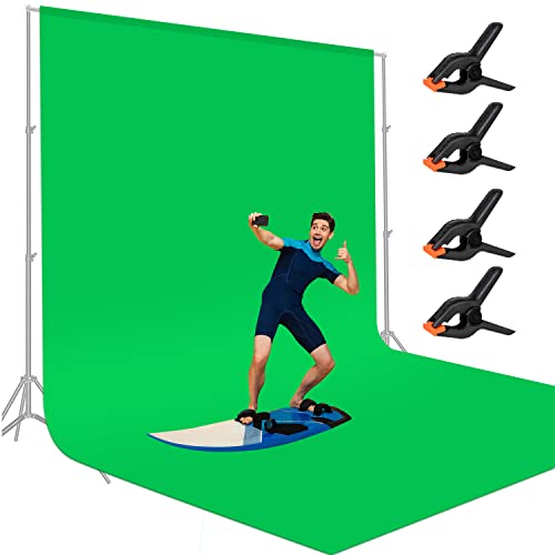 15 X 9.5 FT Large Green Screen Backdrop for Photography, GreenScreen Background for Zoom Meeting, Polyester Cloth Fabric Curtain with 4 Spring Clamps, Chromakey Video Photoshoot Studio Gaming YouTube