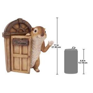 Design Toscano QM2673800 Garden Greetings Squirrel Welcome Tree House Door Sculpture,Full Color