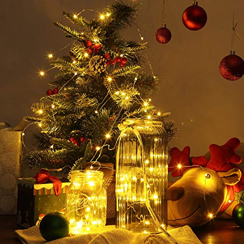AMIR Upgraded Fairy String Lights, 100 LED 33FT Starry Lights, 2 Modes Waterproof Decorative Lights Battery Operated for Garden Wedding Christmas (Battery Not Included - 2 Pack)