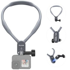 telesin magnet pov neck mount necklace holder, chest shoulder support video vlog lanyard body strap attachment for gopro max hero 11 10 9 8 7 insta360 one rs x2 x3 dji action 2 3 accessories