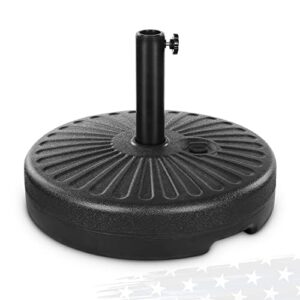fruiteam 48lbs outdoor fillable plastic patio umbrella base, heavy duty market table umbrella base weighted stand, 1.49-inch thickened steel pole holder for 6-9ft straight-pole garden umbrellas