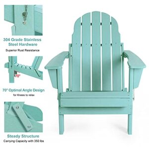 PILITO Adirondack Chair, Outdoor Folding Chairs, Patio Lounge Chair, Weather Resistant, HDPE Material, Perfect for Deck, Garden, Backyard & Lawn Furniture, Fire Pit, Porch Seating, Mint Green