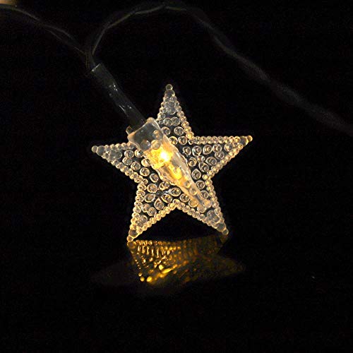 PACJOY Solar Star Twinkle String Lights, 23FT 50LED 8 Modes Solar Powered Fairy Decorative Light Waterproof Lights for Gardens, Lawn Patio, Indoor Decoration, Xmas, Wedding, Holiday (Warm White)