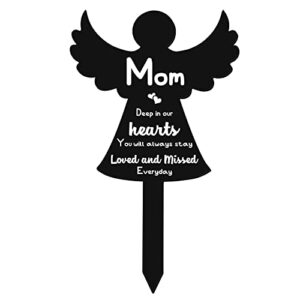 memorial stakes cemetery grave plaque stake markers memorial angel plaques for outdoors sympathy garden stake acrylic grave stake waterproof garden grave decorations for cemetery yard (mom style)