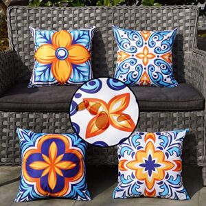 onway outdoor pillow covers waterproof 16×16 set of 4 floral boho decorative throw cushion cover farmhouse pillows for bench couch patio furniture
