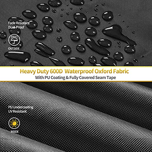 delightLife Patio Furniture Sofa Cover, Outdoor Waterproof 600D 2-3 Seater Loveseat Black Cover, Buckles Drawstring and Air Vent Design (90" Wx34 Dx32 H)