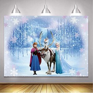 Frozen Ice World Princess Backdrop Winter Frozen Birthday Party Decoration Winter Children Photography Backdrop (7x5FT)