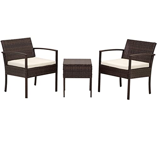 FHFO Patio Furniture Set 3pcs Patio Conversation Set Outdoor Furniture Outdoor Patio Furniture Set Table and Chairs with Cushions for Garden Balcony Backyard Porch Lawn