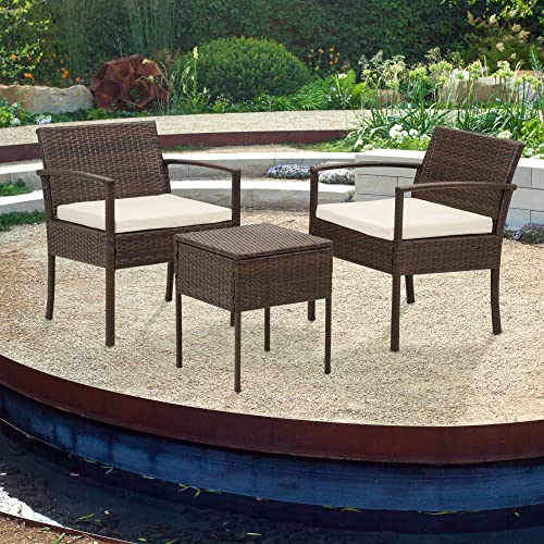 FHFO Patio Furniture Set 3pcs Patio Conversation Set Outdoor Furniture Outdoor Patio Furniture Set Table and Chairs with Cushions for Garden Balcony Backyard Porch Lawn