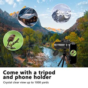 80x100 Monocular-Telescope High Powered for Smartphone Low Night Vision Monoculars for Adults High Definition Monocular Telescope for Stargazing Hunting Wildlife Bird Watching Travel Camping Hiking