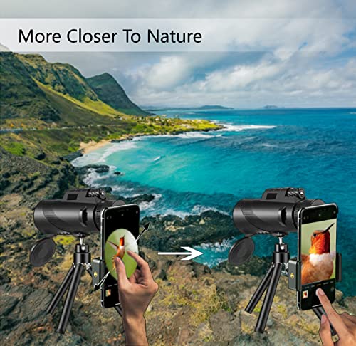 80x100 Monocular-Telescope High Powered for Smartphone Low Night Vision Monoculars for Adults High Definition Monocular Telescope for Stargazing Hunting Wildlife Bird Watching Travel Camping Hiking