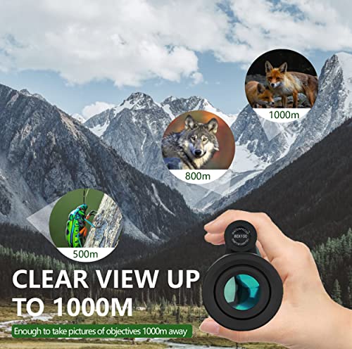 80x100 Monocular-Telescope High Powered for Smartphone Low Night Vision Monoculars for Adults High Definition Monocular Telescope for Stargazing Hunting Wildlife Bird Watching Travel Camping Hiking