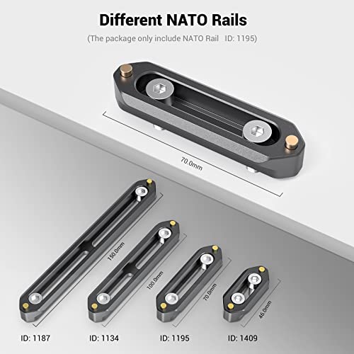 SmallRig NATO Rail, Quick Release Safety NATO Rail, 7cm Long with Spring Loaded Pins for RED/BMD - 1195