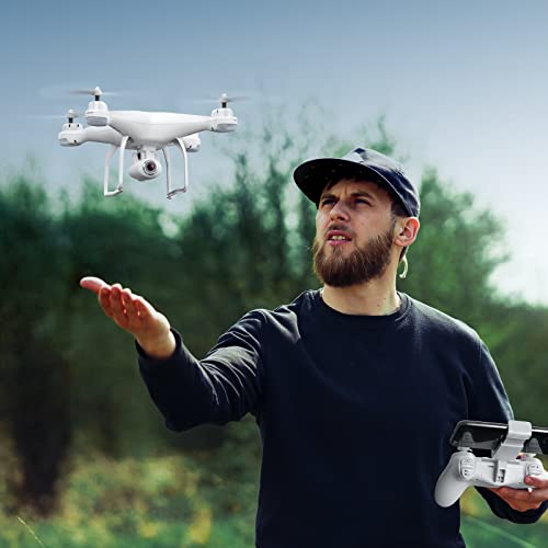 Potensic T25 Drone with 2K Camera for Adults, RC FPV GPS Drone with WiFi Live Video, Auto Return Home, Altitude Hold, Follow Me, Custom Flight Path, 2 Drone Batteries and Carrying Case