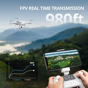 Potensic T25 Drone with 2K Camera for Adults, RC FPV GPS Drone with WiFi Live Video, Auto Return Home, Altitude Hold, Follow Me, Custom Flight Path, 2 Drone Batteries and Carrying Case