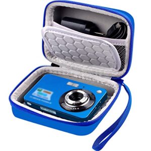 carrying & protective case for digital camera, abergbest 21 mega pixels 2.7″ lcd rechargeable hd/ kodak pixpro/ canon powershot elph 180/190 / sony dscw800 / dscw830 cameras for travel – blue