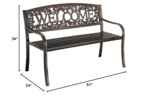 leigh country tx94101 metal welcome outdoor bench