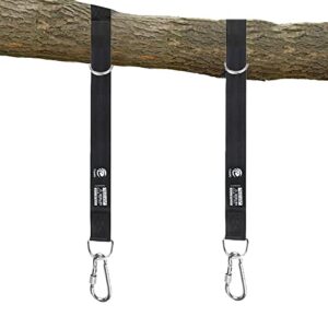 Tree Swing Hanging Strap - 5ft Swing Straps Outdoor Suspension Accessories Kit, Holds 2200lbs with Stainless Carabiners, Easy Installation, Perfect for Baby/Garden/Toddler Swing (Black)