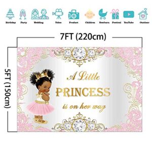 Mocsicka Royal Princess Baby Shower Backdrop Pink Gold Princess Background 7x5ft Vinyl Princess Baby Shower Backdrops