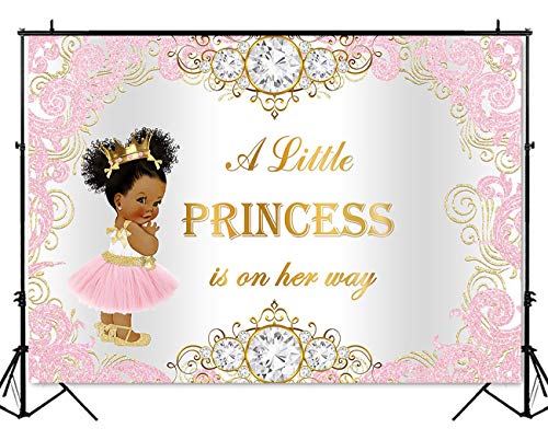 Mocsicka Royal Princess Baby Shower Backdrop Pink Gold Princess Background 7x5ft Vinyl Princess Baby Shower Backdrops