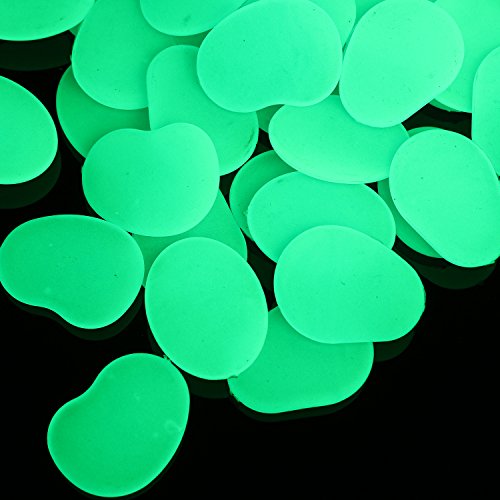 Glow in The Dark Fish Tank Aquarium Pebbles,Rocks, Glowing Gravel Luminous Stones for Aquarium Succulent Garden Gift Decoration (Flake Shape, 44pcs,315g/11.11oz/0.69lb) (Aqua)