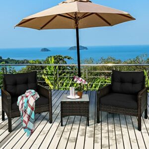 Acquire 3 PCS Outdoor Rattan Conversation Set Patio Garden Cushioned Sofa Chair Coffee Table (Color : A)