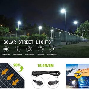 XLB-TYNFD 1400W Solar Street Lights, Dusk to Dawn Solar Outdoor Light with Remote Control 130000 lumens 6500K Solar Flood Light Upgrade IP67 Waterproof Solar Pole Lamp for Yard, Garden, Street…