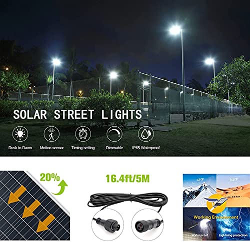 XLB-TYNFD 1400W Solar Street Lights, Dusk to Dawn Solar Outdoor Light with Remote Control 130000 lumens 6500K Solar Flood Light Upgrade IP67 Waterproof Solar Pole Lamp for Yard, Garden, Street…