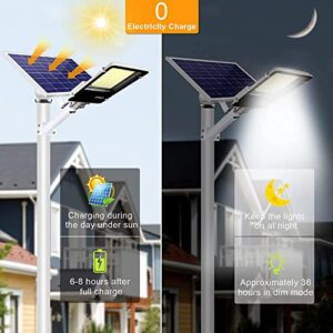 XLB-TYNFD 1400W Solar Street Lights, Dusk to Dawn Solar Outdoor Light with Remote Control 130000 lumens 6500K Solar Flood Light Upgrade IP67 Waterproof Solar Pole Lamp for Yard, Garden, Street…