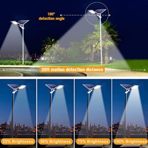 XLB-TYNFD 1400W Solar Street Lights, Dusk to Dawn Solar Outdoor Light with Remote Control 130000 lumens 6500K Solar Flood Light Upgrade IP67 Waterproof Solar Pole Lamp for Yard, Garden, Street…